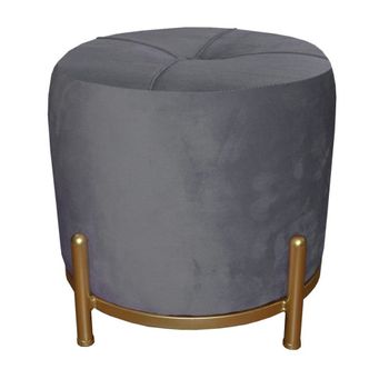 Reposapiés Dkd Home Decor Gris Poliéster Metal Dorado (38 X 38 X 34 Cm)