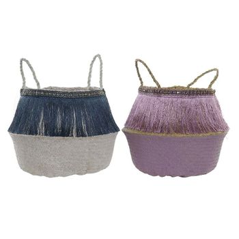 Cesta Dkd Home Decor Poliéster Boho Hierba Marina Flecos (40 X 40 X 34 Cm) (2 Pcs)