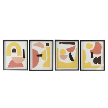 Cuadro Dkd Home Decor Cristal Abstracto Madera Mdf (4 Pcs) (40 X 2.5 X 50 Cm)