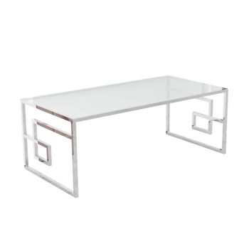 Mesa Auxiliar Dkd Home Decor Cristal Metal Plata (120 X 60 X 45 Cm)