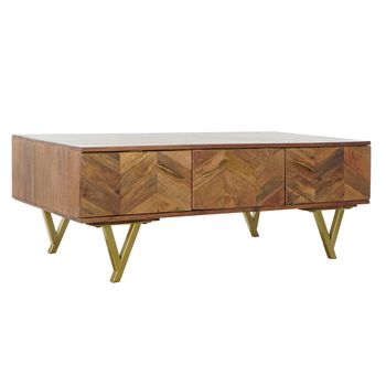 Mesa De Centro Dkd Home Decor Metal Madera De Mango (120 X 60,5 X 46 Cm)