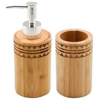 Set De Baño Dkd Home Decor Bambú (6.8 X 11 X 6 Cm) (2 Pcs)