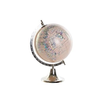 Globo Terraqueo Dkd Home Decor Plateado Beige Metal Pvc (22 X 20 X 40 Cm)