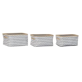 Juego De Cestas Dkd Home Decor Poliéster Jute Zig-zag Boho (3 Pcs)