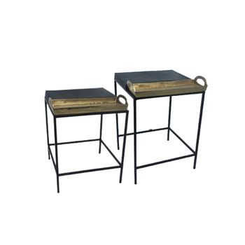 Mesa Auxiliar Dkd Home Decor Negro Dorado Acero Aluminio (43 X 42 X 58.5 Cm)