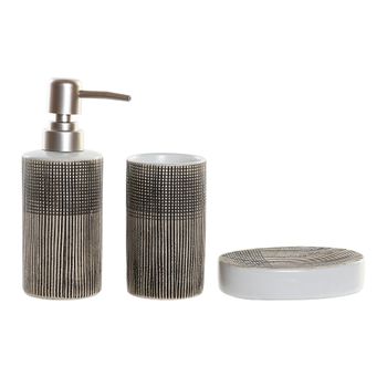 Set De Baño Dkd Home Decor Marrón Abs Gres (3 Pcs) (6.5 X 6.5 X 17 Cm)