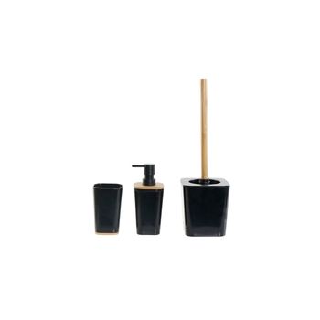 Set De Baño Dkd Home Decor Natural Negro Aluminio Bambú Ps (11,5 X 11,5 X 38 Cm)