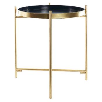 Mesa Auxiliar Dkd Home Decor Dorado Metal Azul Marino (40 X 40 X 50 Cm)