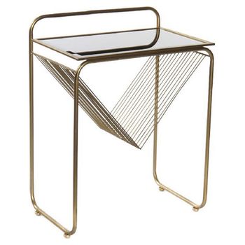 Mesa Auxiliar Dkd Home Decor Cristal Negro Dorado Metal (48 X 30 X 63 Cm)