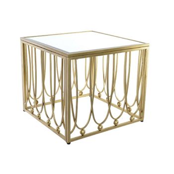 Mesa Auxiliar Dkd Home Decor Espejo Dorado Metal Madera Mdf (57 X 57 X 52 Cm)