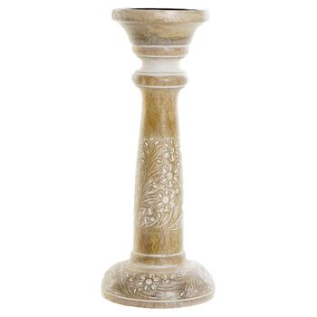 Candelabro Dkd Home Decor Floral Metal Marrón Blanco Madera De Mango (10 X 10 X 37.5 Cm)