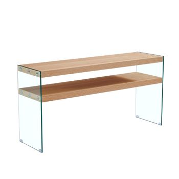 Consola Dkd Home Decor Cristal Transparente Marrón Claro Madera Mdf (160 X 45 X 80 Cm)