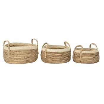 Juego De Cestas Dkd Home Decor Tropical Fibra (45 X 45 X 33 Cm)