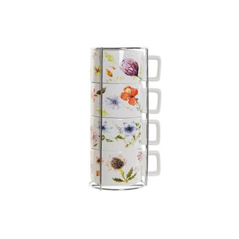 Juego De Tazas De Café Dkd Home Decor Metal Dolomita (13 X 9,5 X 6,5 Cm) (4 Pcs) (260 Ml)