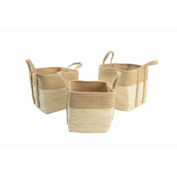 Juego De Cestas Dkd Home Decor Jute Fibra Cottage (3 Pcs) (35 X 35 X 35 Cm)