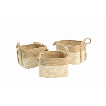 Juego De Cestos Dkd Home Decor Jute Fibra Cottage (3 Pcs) (36 X 30 X 23 Cm)