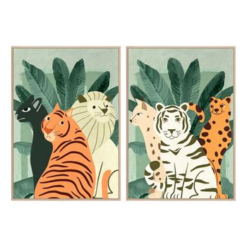 Cuadro Dkd Home Decor Animales (2 Pcs) (83 X 4.5 X 123 Cm)