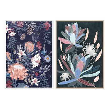 Cuadro Dkd Home Decor Flores (2 Pcs) (53 X 4.3 X 73 Cm)