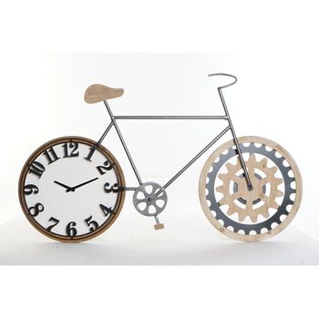 Reloj De Pared Dkd Home Decor Negro Bicicleta Metal Madera Mdf (108 X 6.4 X 63.5 Cm)