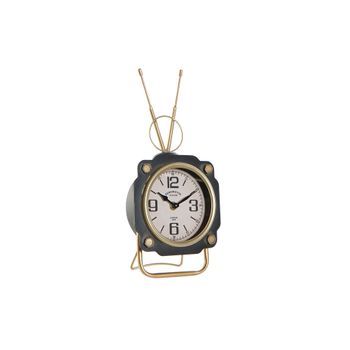 Reloj De Mesa Dkd Home Decor Cristal Negro Dorado Hierro (15.5 X 8.5 X 32 Cm)