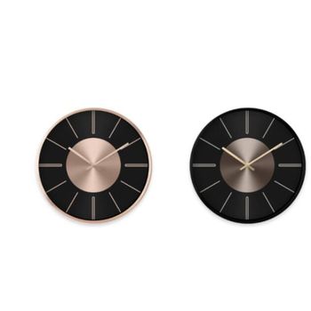 Reloj De Pared Dkd Home Decor Negro Cobre Aluminio (30 X 4 X 30 Cm) (2 Pcs)