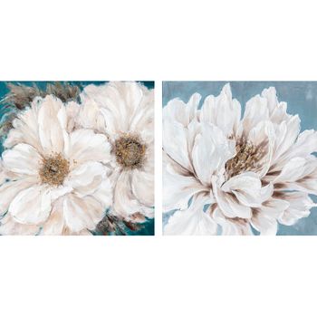 Cuadro Dkd Home Decor Flores (80 X 2.4 X 80 Cm) (2 Pcs)