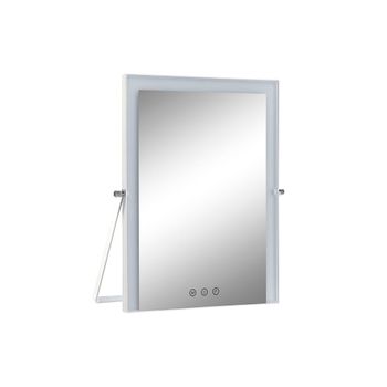 Espejo Led Táctil De Sobremesa Dkd Home Decor Metal Blanco (30 X 2 X 40 Cm)