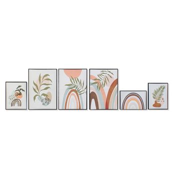 Cuadro Dkd Home Decor Hojas (40 X 2.8 X 60 Cm) (6 Pcs)