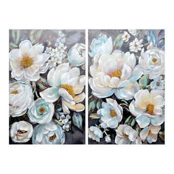 Cuadro Dkd Home Decor Flores (80 X 3 X 120 Cm) (2 Pcs)