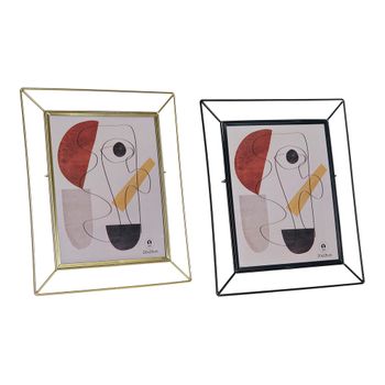 Marco De Fotos Dkd Home Decor Metal Cristal Moderno (2 Pcs) (28 X 3 X 33 Cm)