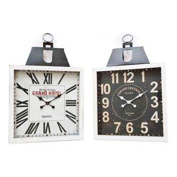 Reloj De Pared Dkd Home Decor Negro Blanco Hierro Madera Mdf (60 X 6 X 89 Cm) (2 Pcs)