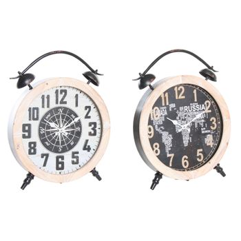 Reloj De Mesa Dkd Home Decor Negro Hierro Madera Mdf (41 X 6.5 X 52.5 Cm) (2 Pcs)