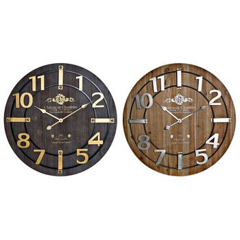 Reloj De Pared Dkd Home Decor Negro Hierro Madera Mdf (68 X 3 X 68 Cm) (2 Pcs)