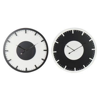 Reloj De Pared Dkd Home Decor Negro Blanco Madera Mdf (50 X 4.5 X 50 Cm) (2 Pcs)