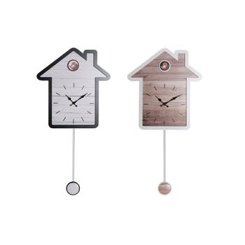 Reloj De Pared Dkd Home Decor Blanco Casa Madera Mdf (32 X 4.5 X 56 Cm) (2 Pcs)
