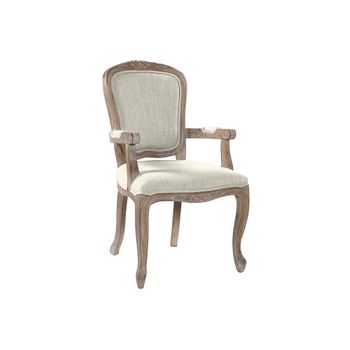 Silla Dkd Home Decor Beige Madera Poliéster (57 X 57 X 94 Cm)