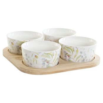 Set De Aperitivo Dkd Home Decor Bambú Gres (5 Pcs) (19.7 X 19.7 X 1 Cm)