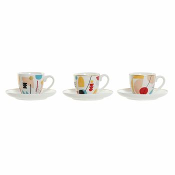 Juego De Tazas De Café Dkd Home Decor Abstracto Porcelana Bone China (80 Ml) (6 Pcs)