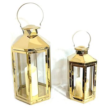 Farol Dkd Home Decor Cristal Dorado Acero (24 X 21 X 46 Cm) (2 Pcs)