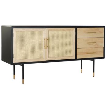 Aparador Dkd Home Decor Negro Natural Dorado Ratán Pino