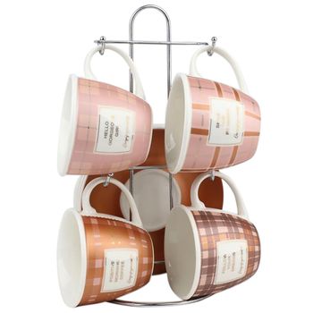 Juego De Tazas De Café Dkd Home Decor Rosa Marrón Porcelana Bone China (210 Ml)