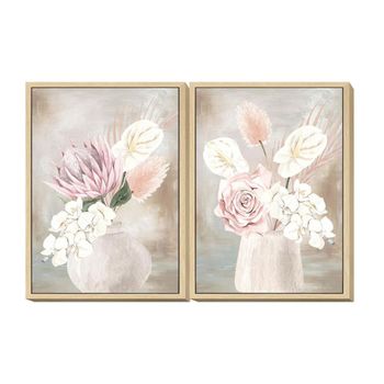 Cuadro Dkd Home Decor Poliestireno Lienzo Florero (2 Pcs) (50 X 4 X 70 Cm)