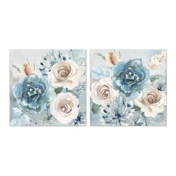 Cuadro Dkd Home Decor Flores (80 X 3 X 80 Cm) (2 Pcs)