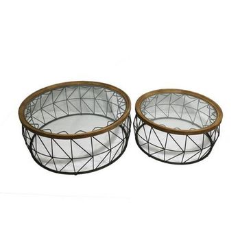 Juego De 2 Mesas Dkd Home Decor Cristal Metal (102 X 102 X 42 Cm) (2 Pcs)