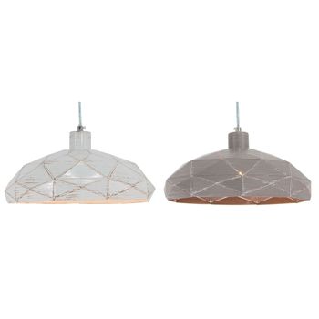 Lámpara De Techo Dkd Home Decor Gris Metal Blanco (32 X 32 X 11 Cm) (2 Pcs)