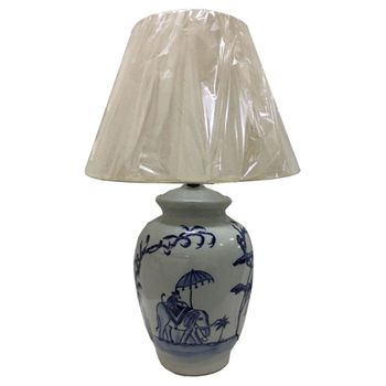 Lámpara De Mesa Dkd Home Decor Azul Blanco Porcelana Elefante (40 X 40 X 60 Cm)