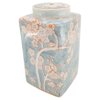 Jarrón Dkd Home Decor Porcelana Azul Naranja (15.5 X 15.5 X 21.5 Cm)