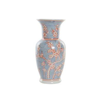 Jarrón Dkd Home Decor Porcelana Azul Naranja Oriental (24 X 24 X 46 Cm)