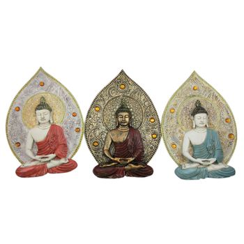 Decoración De Pared Dkd Home Decor Buda Resina (19.3 X 3.7 X 27.3 Cm) (3 Pcs)