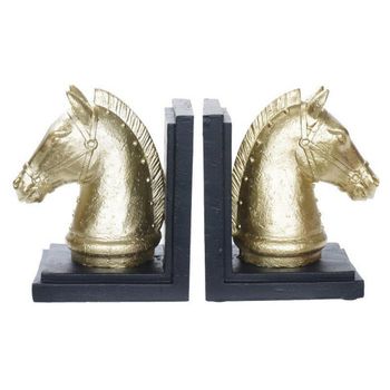 Sujetalibros Dkd Home Decor Caballo Resina (15 X 11 X 17.5 Cm) (2 Pcs)